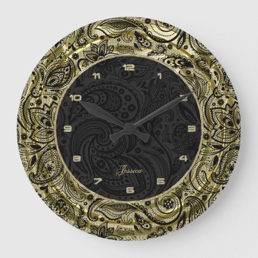 Faux Gold met zwarte Paisley en achtergrond Grote Klok (Voorkant)