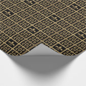 Faux Gold Metal and Black Fleur de Lis Greek Key Cadeaupapier (Hoek)