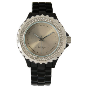 Faux Gold Metal Monogram Horloge