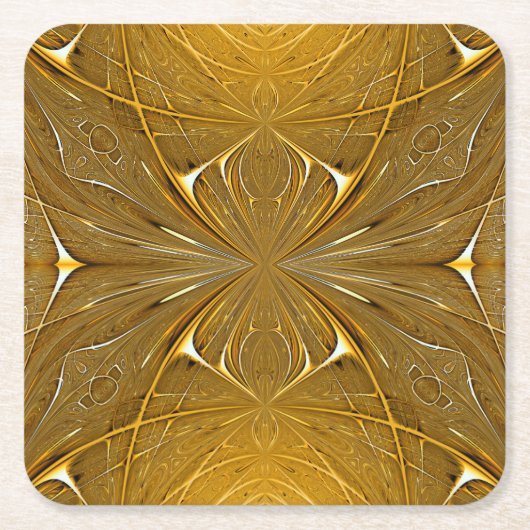 Faux Gold Metal Pattern-ontwerp Kartonnen Onderzetters (Voorkant)
