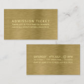 Faux Gold Metal Texture Admission Ticket Card Informatiekaartje (Voorkant / Achterkant)