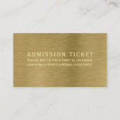 Faux Gold Metal Texture Admission Ticket Card Informatiekaartje (Voorkant)