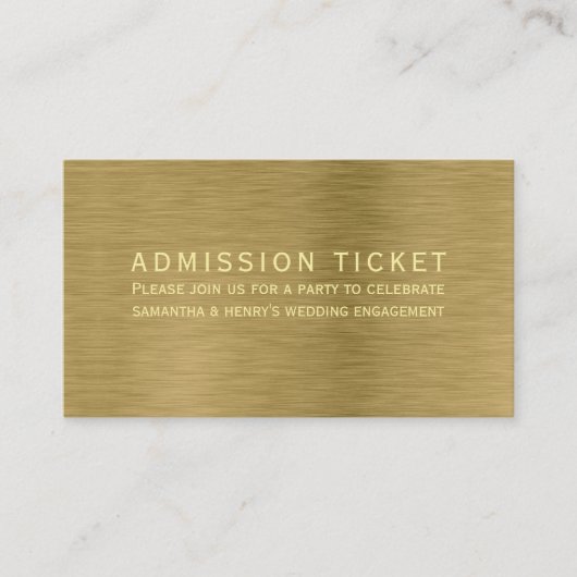 Faux Gold Metal Texture Admission Ticket Card Informatiekaartje (Voorkant)