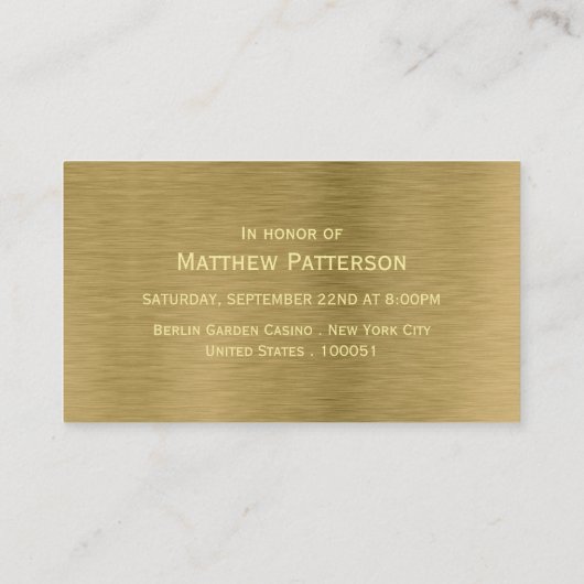 Faux Gold Metal Texture Bachelor Party Ticket (Achterkant)