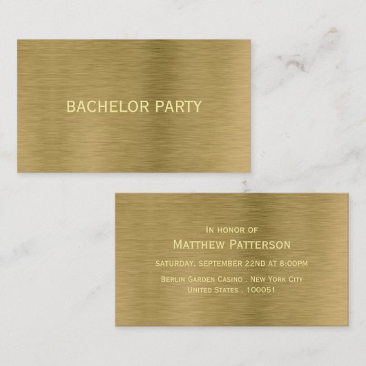 Faux Gold Metal Texture Bachelor Party Ticket (Voorkant / Achterkant)