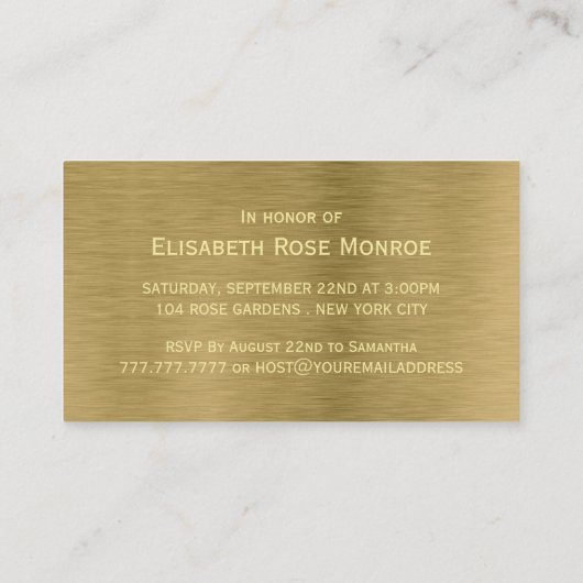 Faux Gold Metal Texture Birthday Party Ticket (Achterkant)