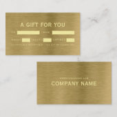Faux Gold Metal Texture Cadeaubonnen Visitekaartje (Voorkant / Achterkant)