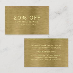 Faux Gold Metal Texture Discount Voucher Kortingskaartje