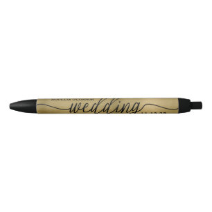 Faux Gold Metal Texture Effect Wedding Favor Zwarte Inkt Pen