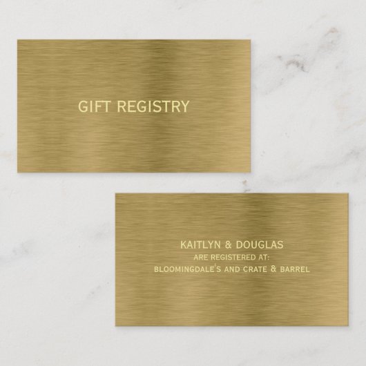 Faux Gold Metal Texture Gift Registry Kaart Visitekaartje (Voorkant / Achterkant)