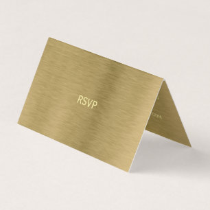 Faux Gold Metal Texture Photo RSVP Card Visitekaartje