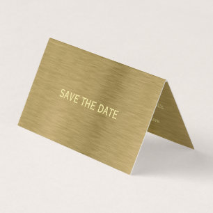 Faux Gold Metal Texture Photo Save the Date Card Visitekaartje