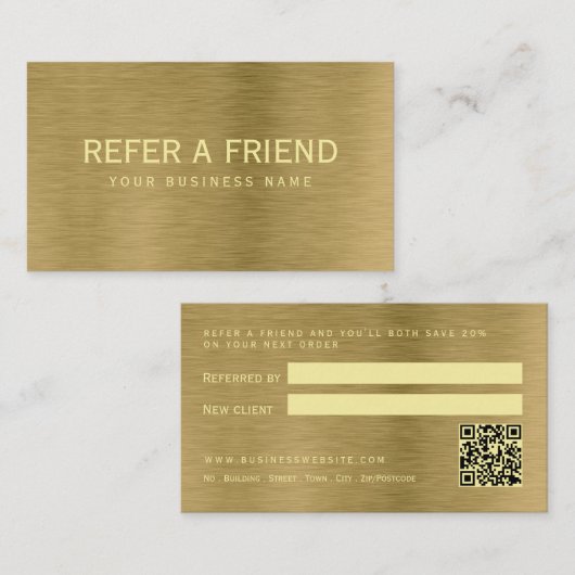 Faux Gold Metal Texture Referral Kaart (Voorkant / Achterkant)