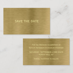 Faux Gold Metal Texture Save the Date Kaart Visitekaartje