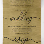 Faux Gold Metal Texture Wedding Suite Drieluik Uitnodiging (Binnenkant midden)