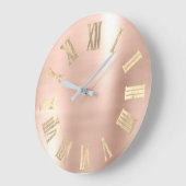 Faux Gold Metallic Beauty Roman Numbers Blush Grote Klok (Hoek)