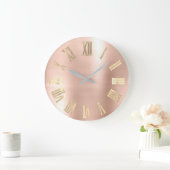 Faux Gold Metallic Beauty Roman Numbers Blush Grote Klok (Huis)