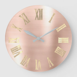 Faux Gold Metallic Beauty Roman Numbers Blush Grote Klok
