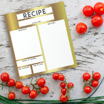 Faux Gold Metallic Blank Sheet Culinair Recipe Notitieblok<br><div class="desc">Een modern en bruikbaar notitieblok voor culinaire recepten. Het ontwerp bestaat uit een faux gouden metalen achtergrond met lege gebieden waar u alle belangrijke gegevens voor het bereiden van een recept kunt noteren. De tekst kan volledig worden aangepast.</div>