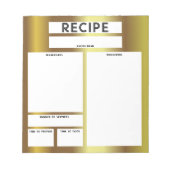 Faux Gold Metallic Blank Sheet Culinair Recipe Notitieblok (Voorkant)