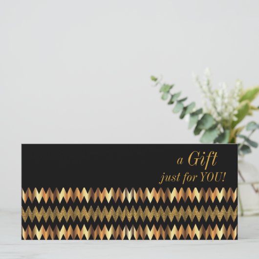 Faux Gold Metallic Chevron Gift Certificate (Staand voorkant)