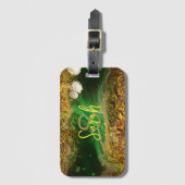 Faux Gold Metallic Folie Abstract Groene Trendy Ch Bagagelabel (Voorkant (verticaal))