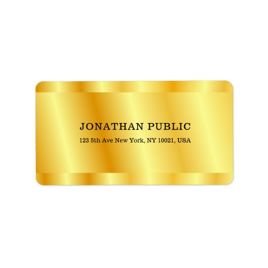 Faux Gold Metallic look - Aangepast, elegant Etiket (Voorkant)