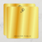 Faux Gold Metallic look Calligraded Monogram Notitiekaartje (Voorkant / Achterkant)