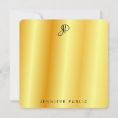 Faux Gold Metallic look Calligraded Monogram Notitiekaartje (Achterkant)