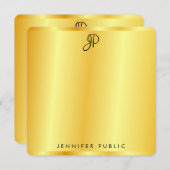 Faux Gold Metallic look Handgeschreven Monogram Notitiekaartje (Voorkant / Achterkant)