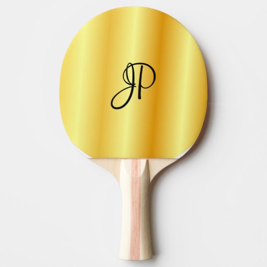 Faux Gold Metallic look Handgeschreven Monogram Tafeltennisbatje (Voorkant)