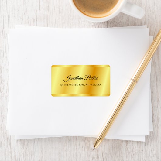 Faux Gold Metallic look Handgeschreven scriptnaam Etiket (Insitu)