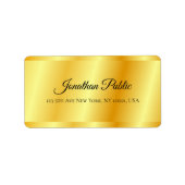 Faux Gold Metallic look Handgeschreven scriptnaam Etiket (Voorkant)