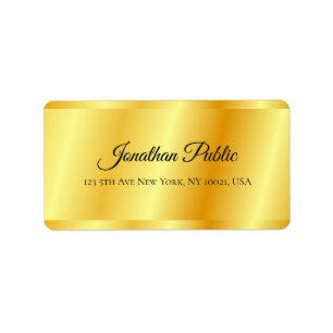 Faux Gold Metallic look Handgeschreven scriptnaam Etiket