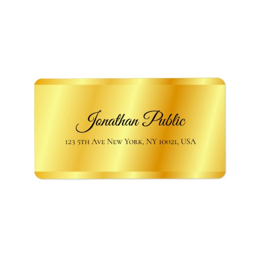 Faux Gold Metallic look Handgeschreven scriptnaam Etiket (Voorkant)