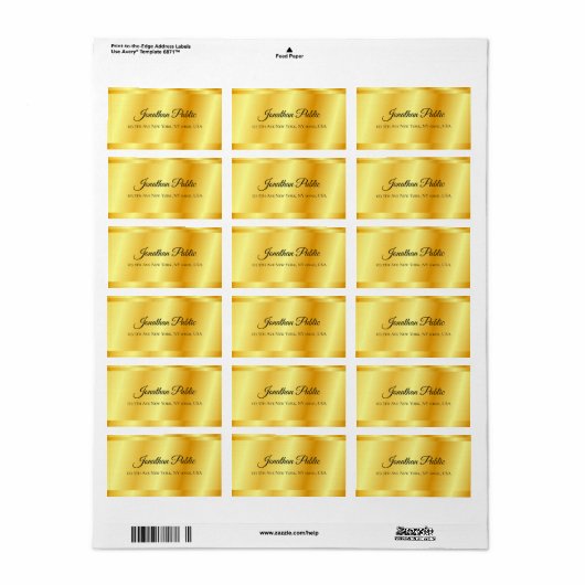 Faux Gold Metallic look Handgeschreven scriptnaam Etiket (Full Sheet)