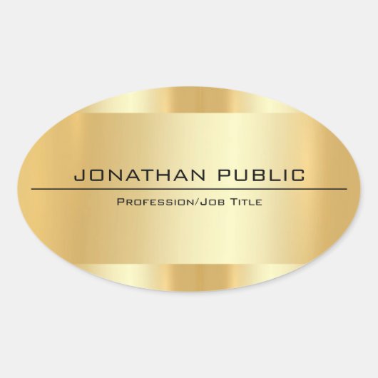 Faux Gold Metallic look Modern Elegant Eenvoudig Ovale Sticker (Voorkant)