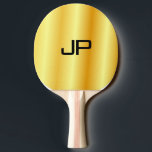 Faux Gold Metallic look Monogram Aangepaste naam Tafeltennisbatje<br><div class="desc">Faux Gold Metallic look Monogram Aangepaste naam Modern Elegant Sjabloon Ping Pong Paddle.</div>
