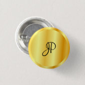 Faux Gold Metallic look Monogramed Sjabloon Ronde Button 3,2 Cm (Voorkant /achterkant)