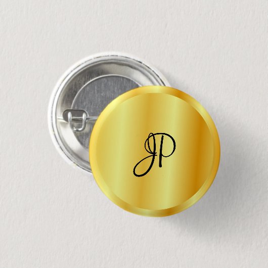 Faux Gold Metallic look Monogramed Sjabloon Ronde Button 3,2 Cm (Voorkant /achterkant)