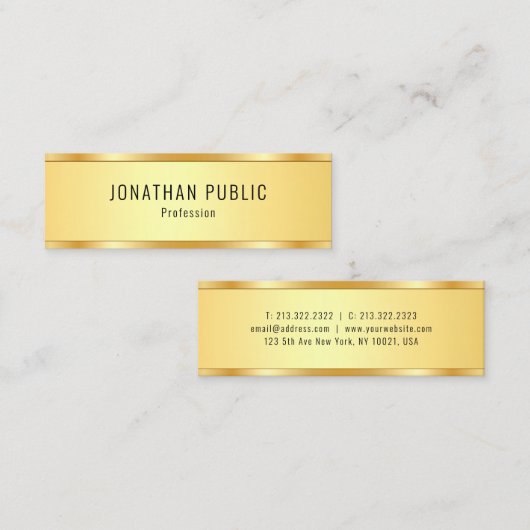 Faux Gold Metallic look Sjabloon Elegant Modern Mini Visitekaartje (Voorkant / Achterkant)