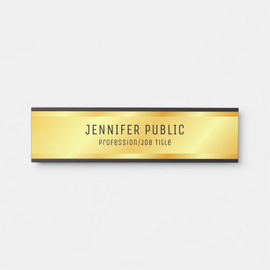 Faux Gold Metallic look Trendy Elegant Sjabloon Deurbordje (Voorkant)