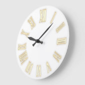 Faux Gold Metallic minima Roman Numbers White Grote Klok (Hoek)