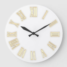 Faux Gold Metallic minima Roman Numbers White Grote Klok