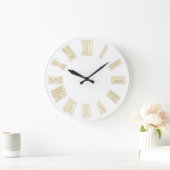 Faux Gold Metallic minima Roman Numbers White Grote Klok (Huis)