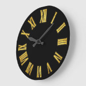 Faux Gold Metallic Minimale Roman Numbers Black Grote Klok (Hoek)