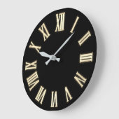 Faux Gold Metallic Minimale Roman Numbers Black Grote Klok (Hoek)