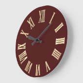 Faux Gold Metallic Minimale Roman Numbers Burgundy Grote Klok (Hoek)