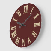 Faux Gold Metallic Minimale Roman Numbers Burgundy Grote Klok (Hoek)