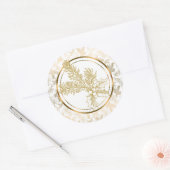 Faux Gold Metallic Mistletoe en Holly Ronde Sticker (Envelop)